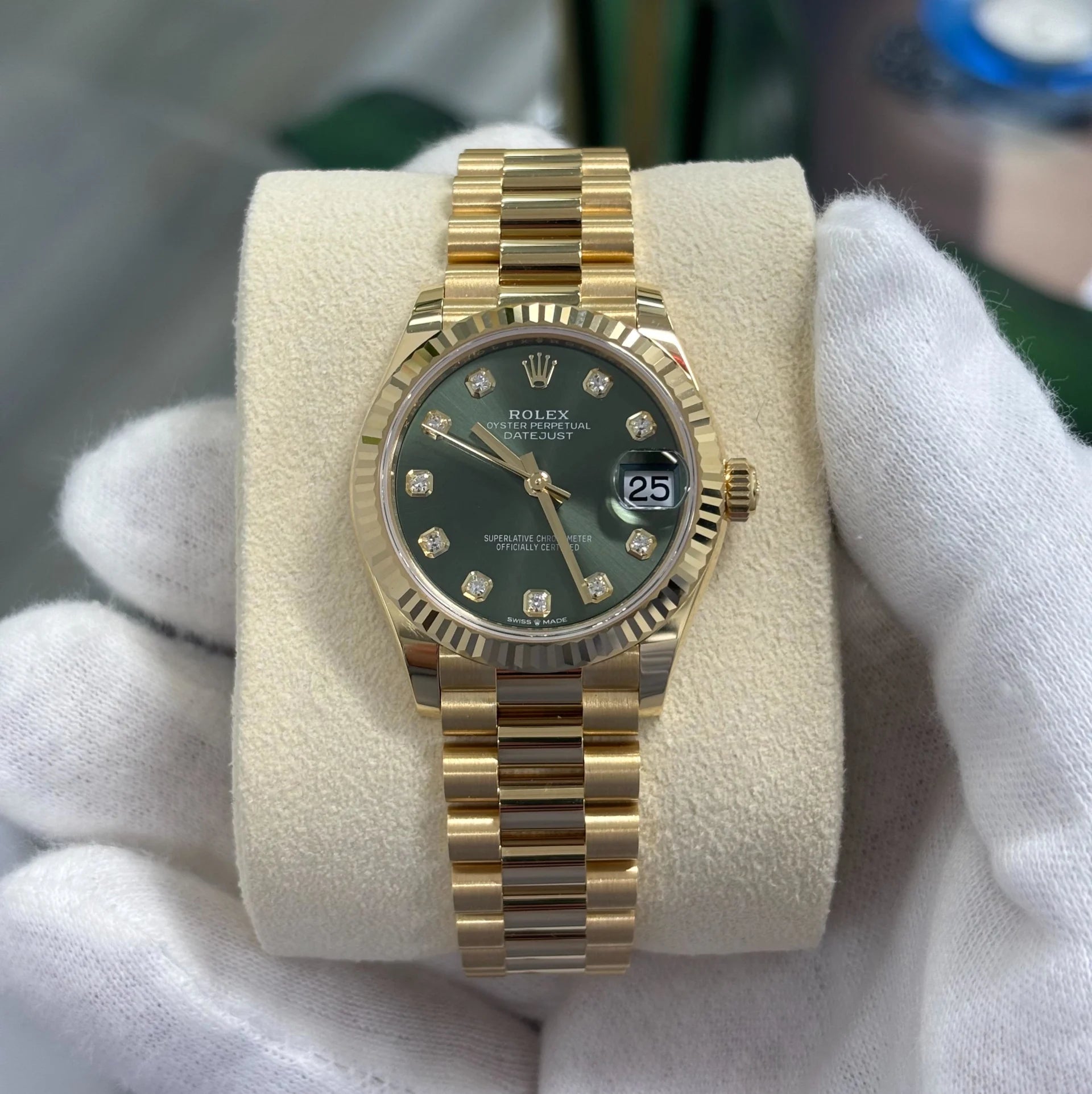 Rolex Datejust m278278-0011 Olive Green 31mm Dial President Bracelet Watch - Image 7