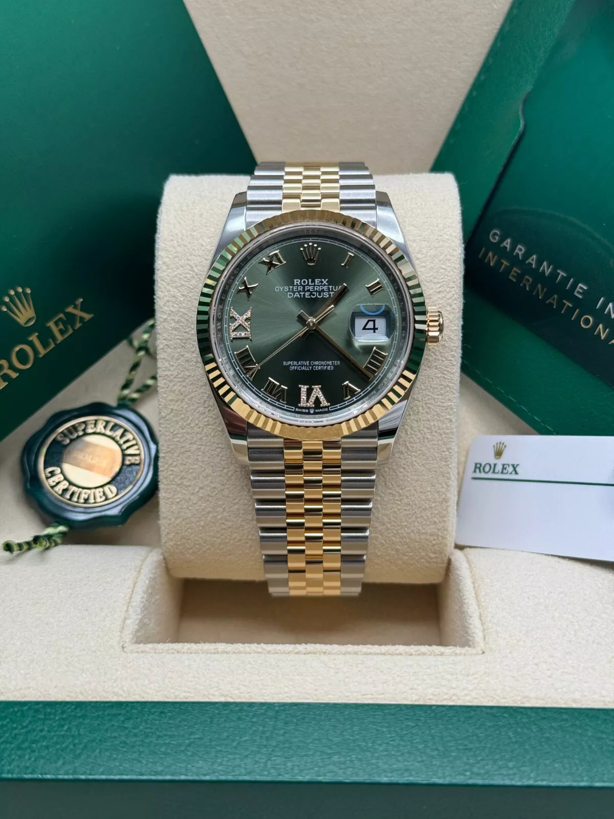 Rolex Datejust 36mm 126233 Olive-green Roman Diamond Dial Two-Tone Jubilee Bracelet - Image 2