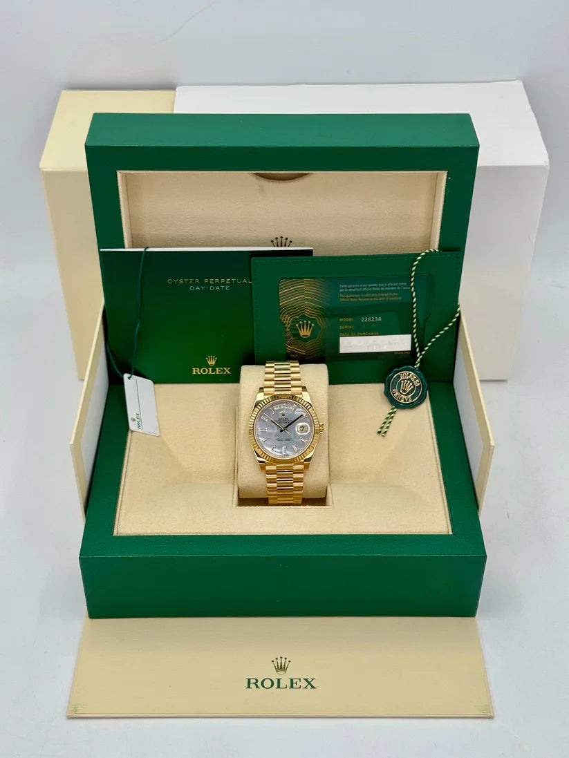 Rolex Day-Date 40mm Yellow Gold President Mother of Pearl Diamond Baguette Dial - 228238 - Image 7