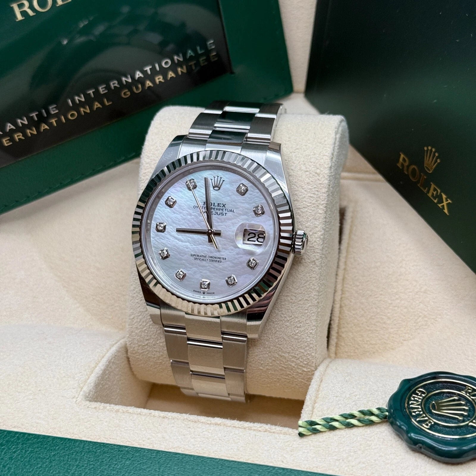 Rolex Datejust 41 Mother of Pearl Diamond Stainless Steel Fluted Oyster - 126334 - Image 3