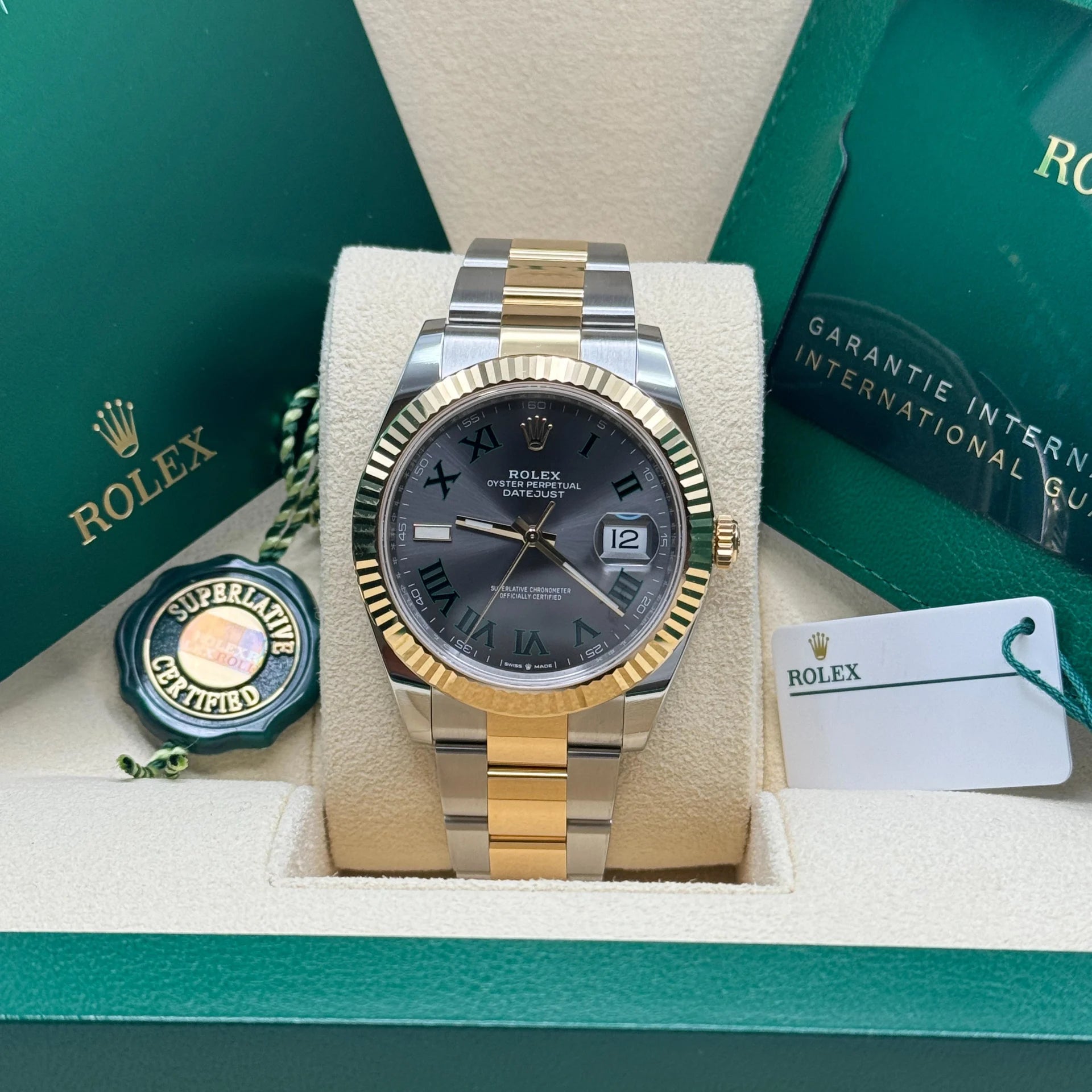 Rolex Datejust 41mm 126333 Two-Tone Yellow Gold Fluted Bezel Wimbledon Dial Oyster - Image 3