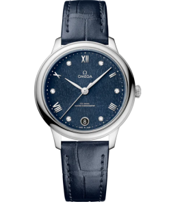 Omega De Ville Prestige 34 mm Blue Dial with Diamonds Stainless Steel Strap 434.13.34.20.53.002