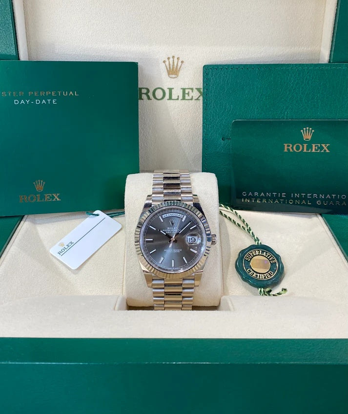 Rolex Day-Date President 40mm White Gold Grey Rhodium Index Dial - 228239 - Image 6