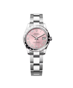 Rolex Datejust m278344-0021/0022 Pink Dial 31mm Domed Diamond Oyster Watch