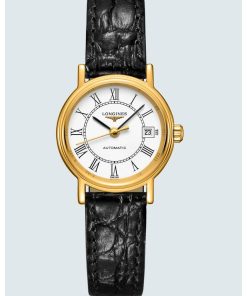 Longines Women's L4.321.2.11.2  Presence Black Leather Watch