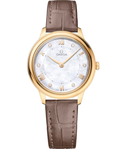 Omega De Ville Prestige 30 mm White Dial with Diamonds 18k Yellow Gold Strap 434.53.30.60.55.002