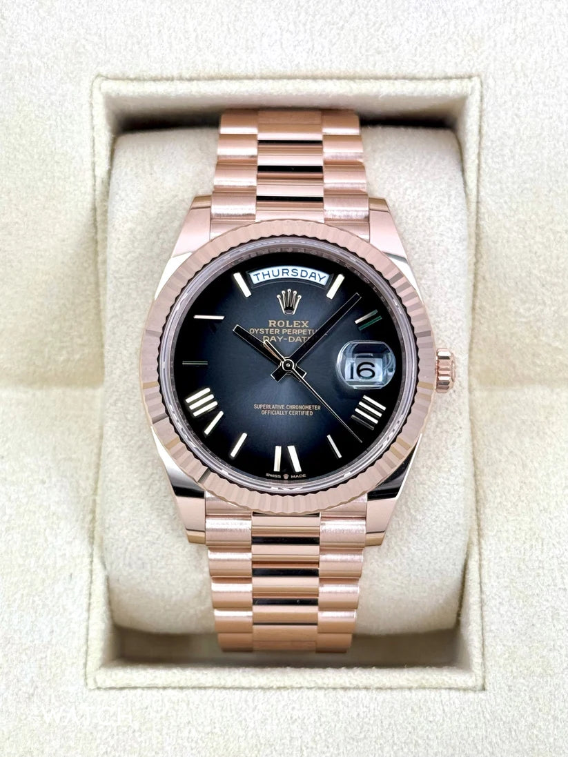 Rolex Day-Date President 40mm Everose Gold Slate Roman Ombre Smoke Dial - 228235 - Image 2