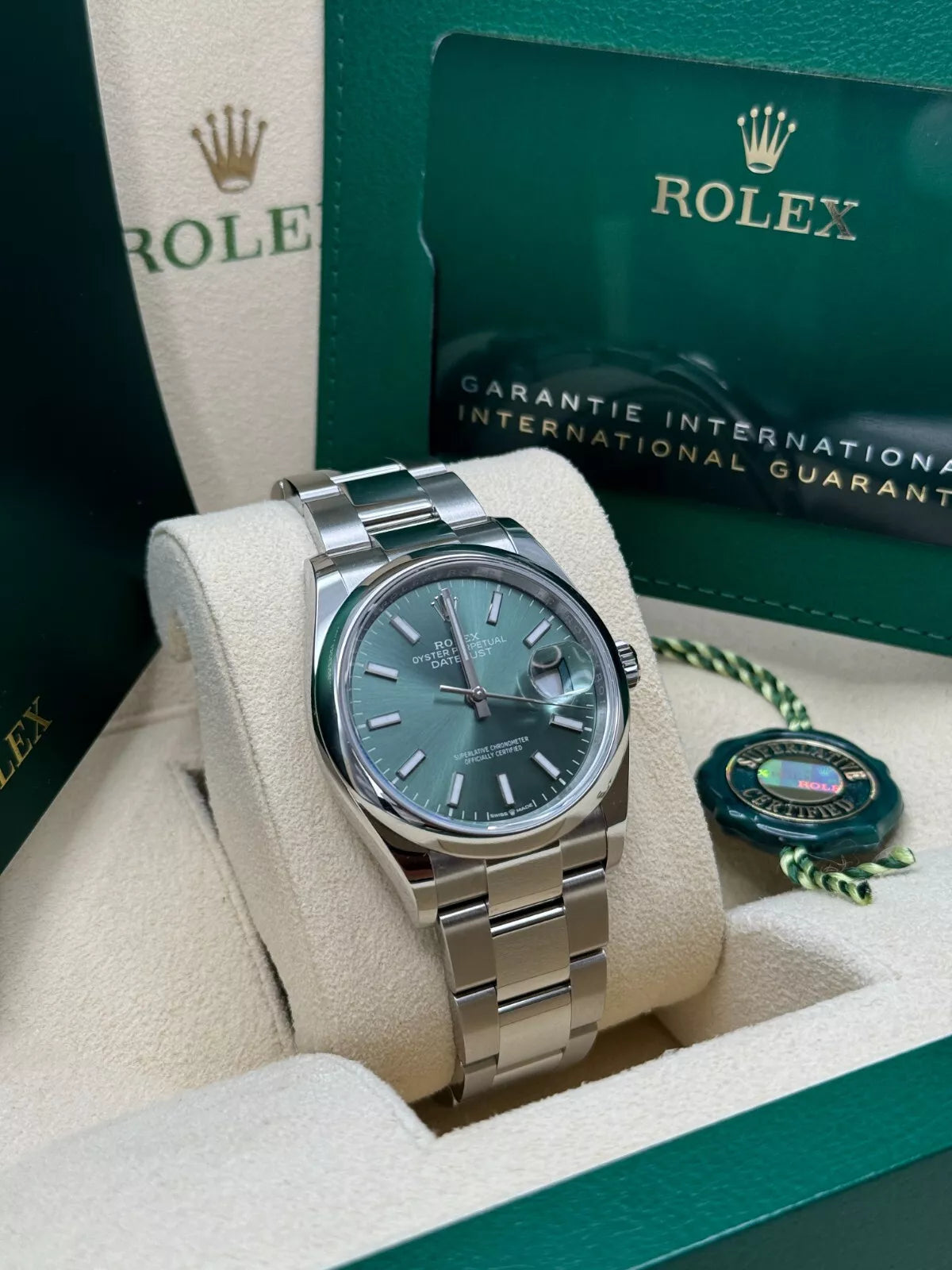 Rolex Datejust 36mm 126200 Mint Green Dial Stainless Steel Oyster Bracelet Watch - Image 6