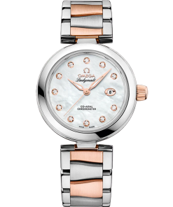 Omega De Ville Ladymatic 34mm White Dial with Diamonds Stainless Steel Sedna�?18k Rose Gold Bracelet 425.25.34.20.55.004