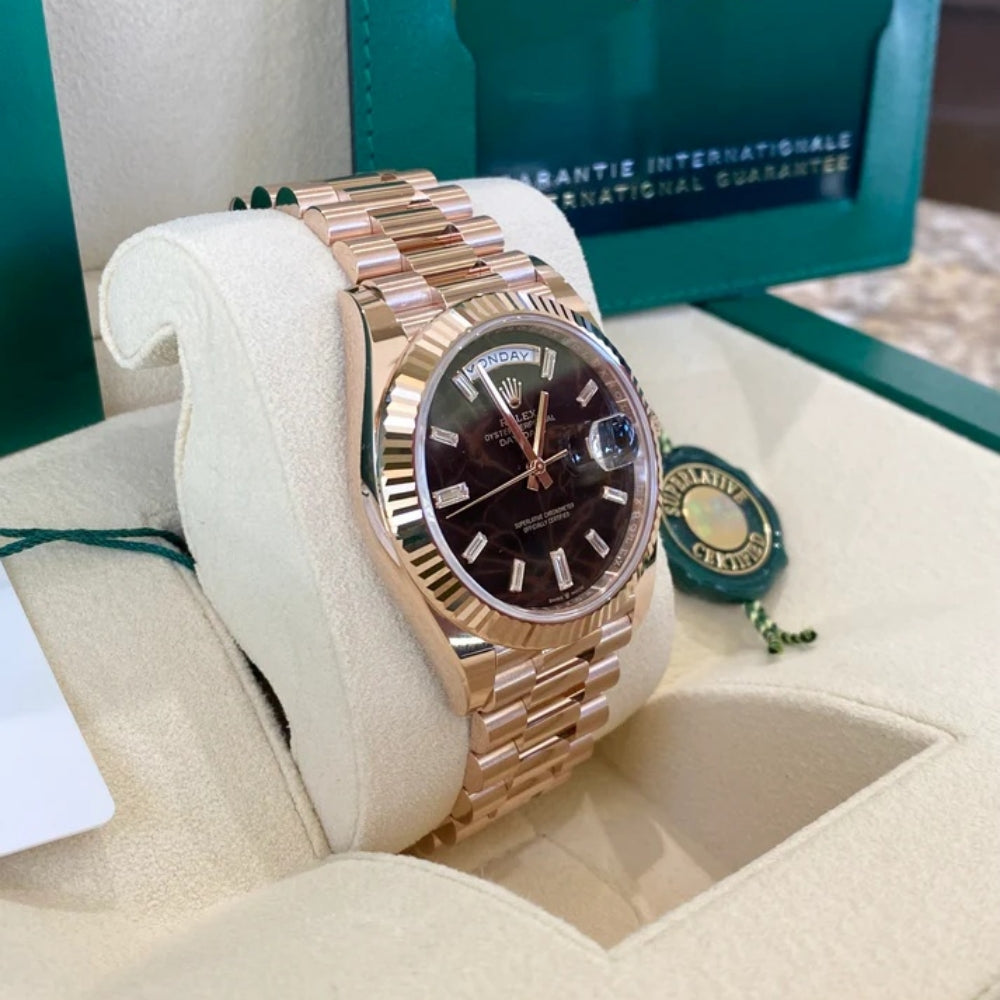 Rolex Day-Date President 40mm Everose Eisenkiesel Diamond Baguette Dial - 228235 - Image 4