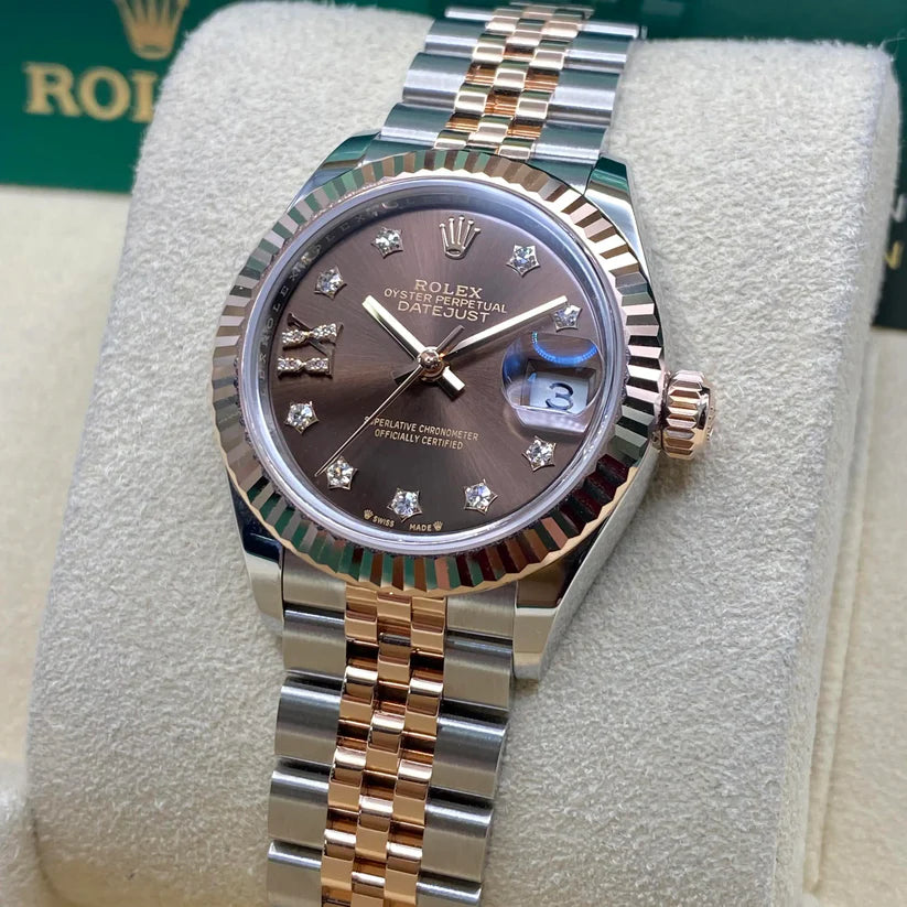 Rolex Lady-Datejust 28mm 279171 Chocolate Diamond Set Oyster Stainless Steel and Rose Gold - Image 3
