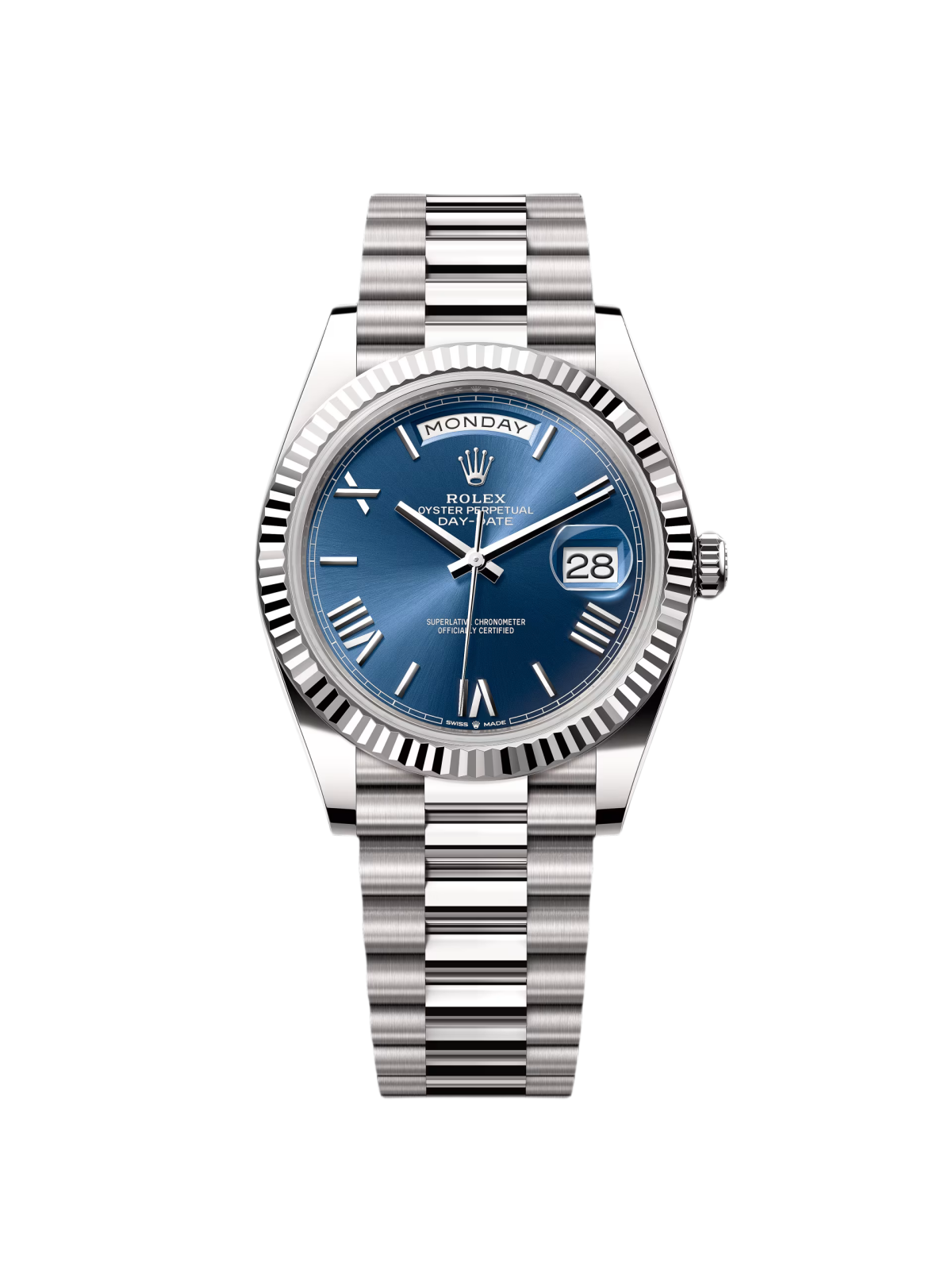 Rolex Day-Date President 40mm White Gold Blue Roman Dial - 228239