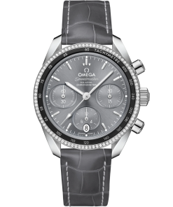 Omega Speedmaster 38 Grey Dial 38mm with Diamonds Stainless Steel Strap 324.38.38.50.06.001