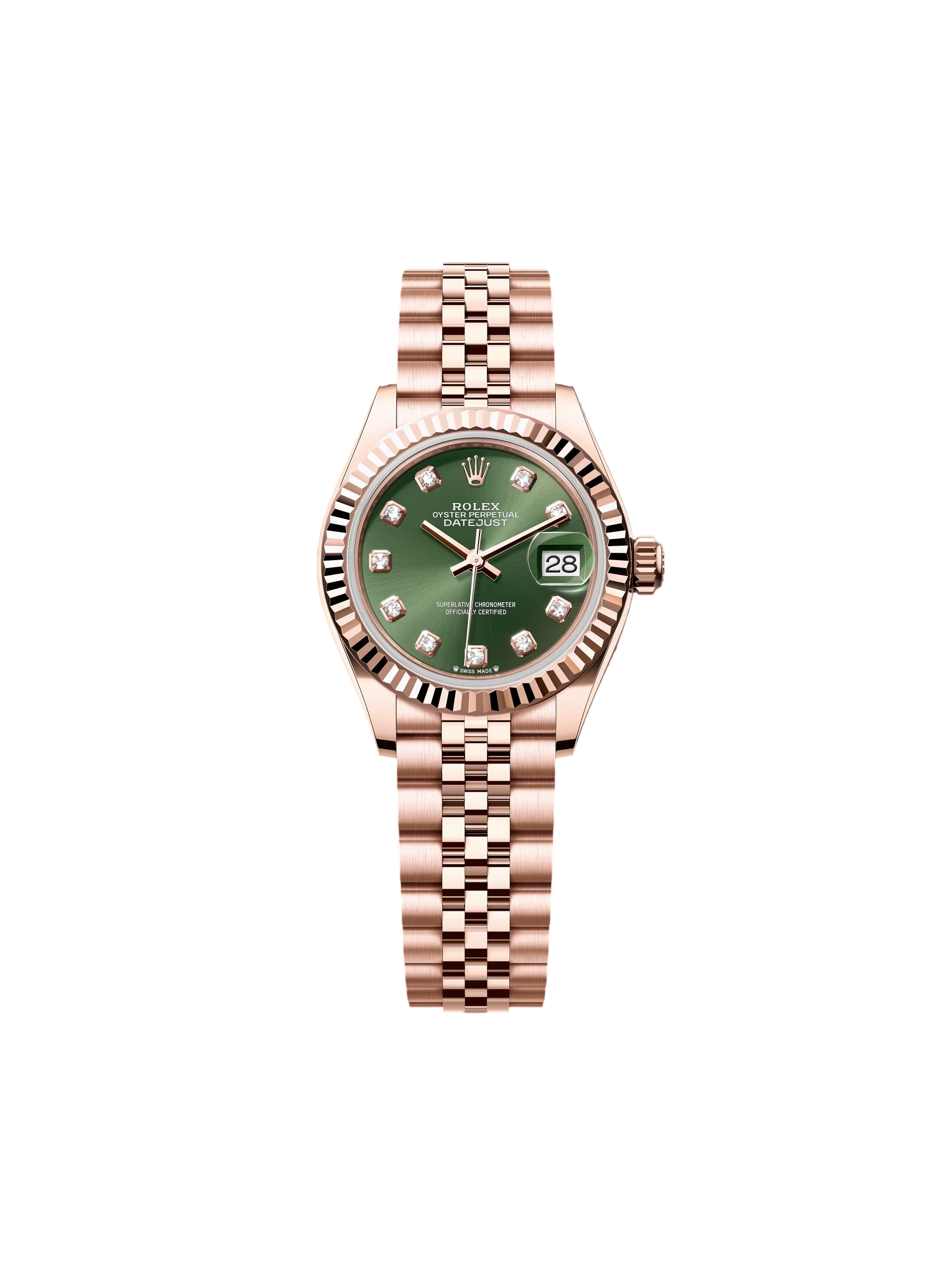 Rolex Lady-Datejust 28mm 279175 Green Diamond-Set Dial President Everose Gold - Image 7