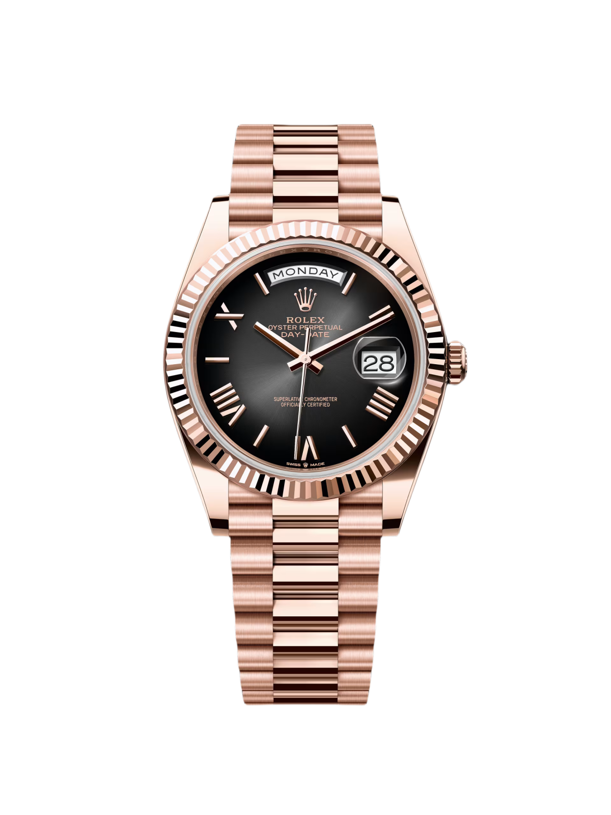 Rolex Day-Date President 40mm Everose Gold Slate Roman Ombre Smoke Dial - 228235