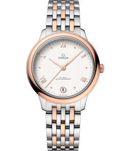 Omega De Ville Prestige 34 mm Silver Dial Stainless Steel and Sedna�?18k Rose Gold Bracelet 434.20.34.20.02.001