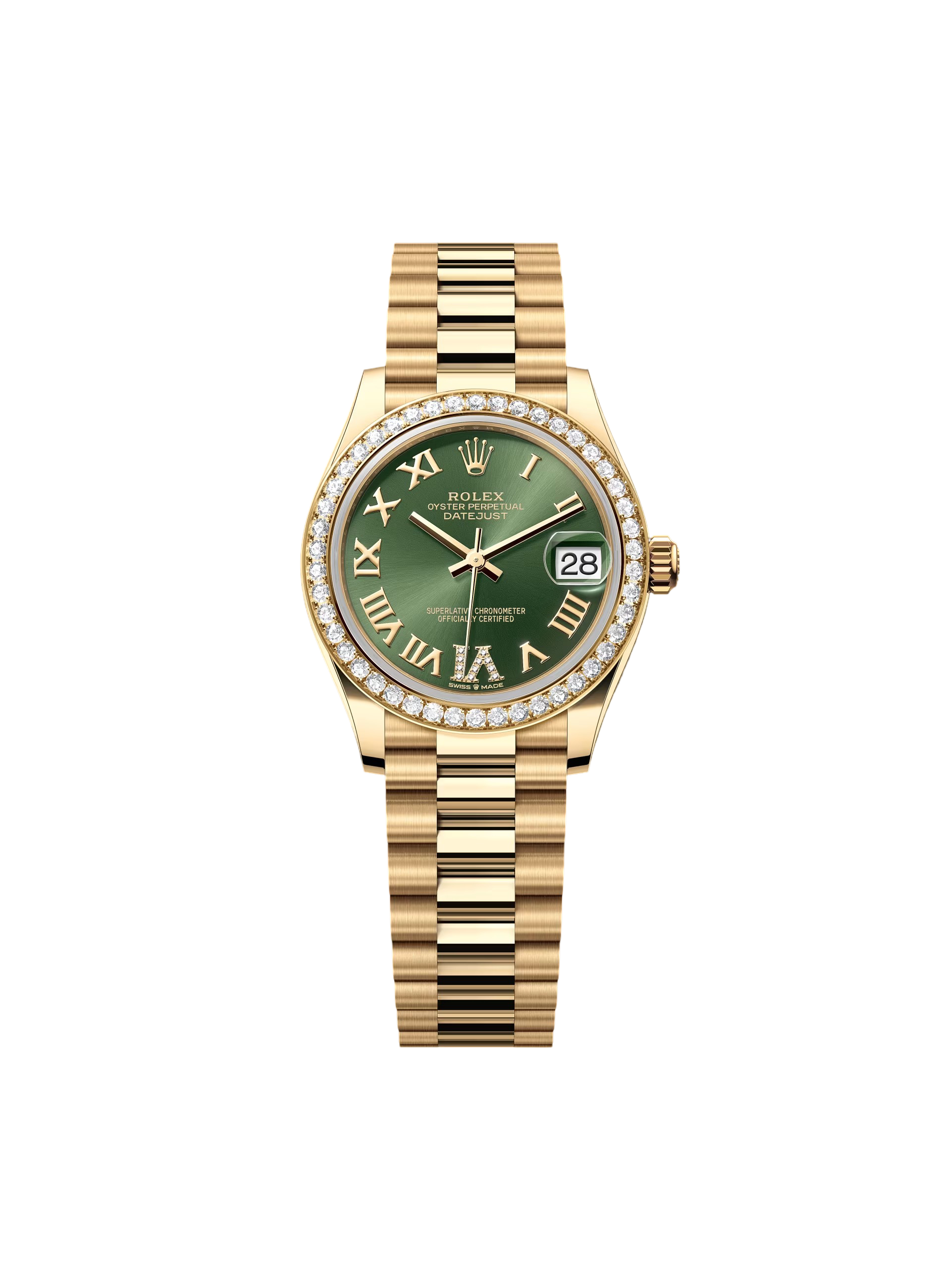 Rolex Datejust m278288RBR-0024 Olive Green 31mm Dial President Bracelet Watch