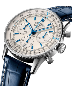 Alternative view of Breitling Navitimer B01 Chronograph 41 Silver Dial Blue Strap AB0139A71G1P1