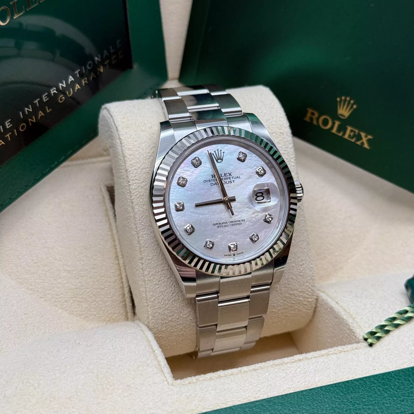 Rolex Datejust 41 Mother of Pearl Diamond Stainless Steel Fluted Oyster - 126334 - Image 4