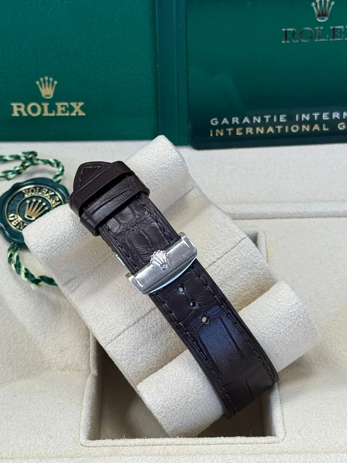Rolex 1908 Platinum Ice Blue Dial Brown Alligator Strap - 52506-0002 - Image 6